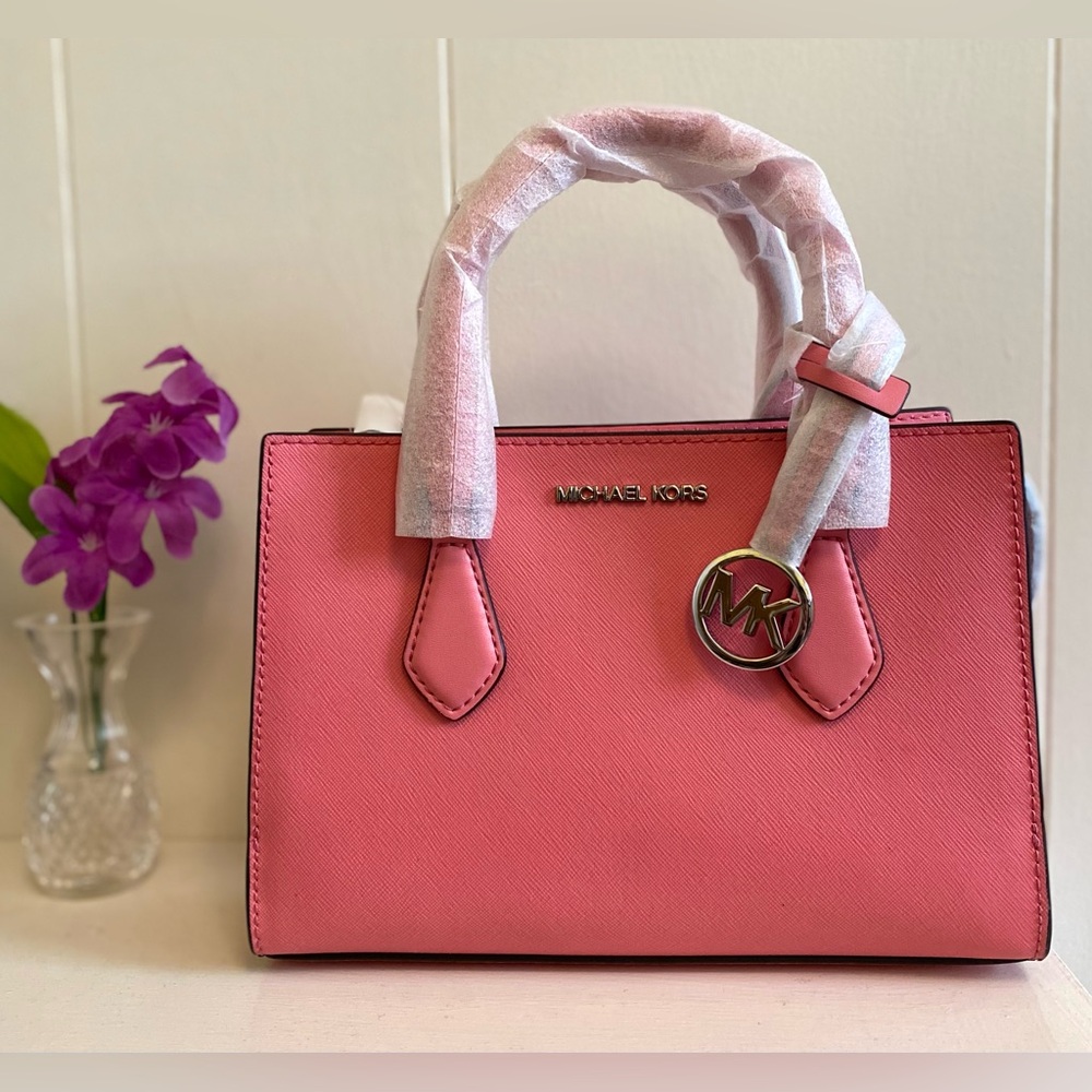 Michael Kors Pink Sheila Small Vegan Satchel